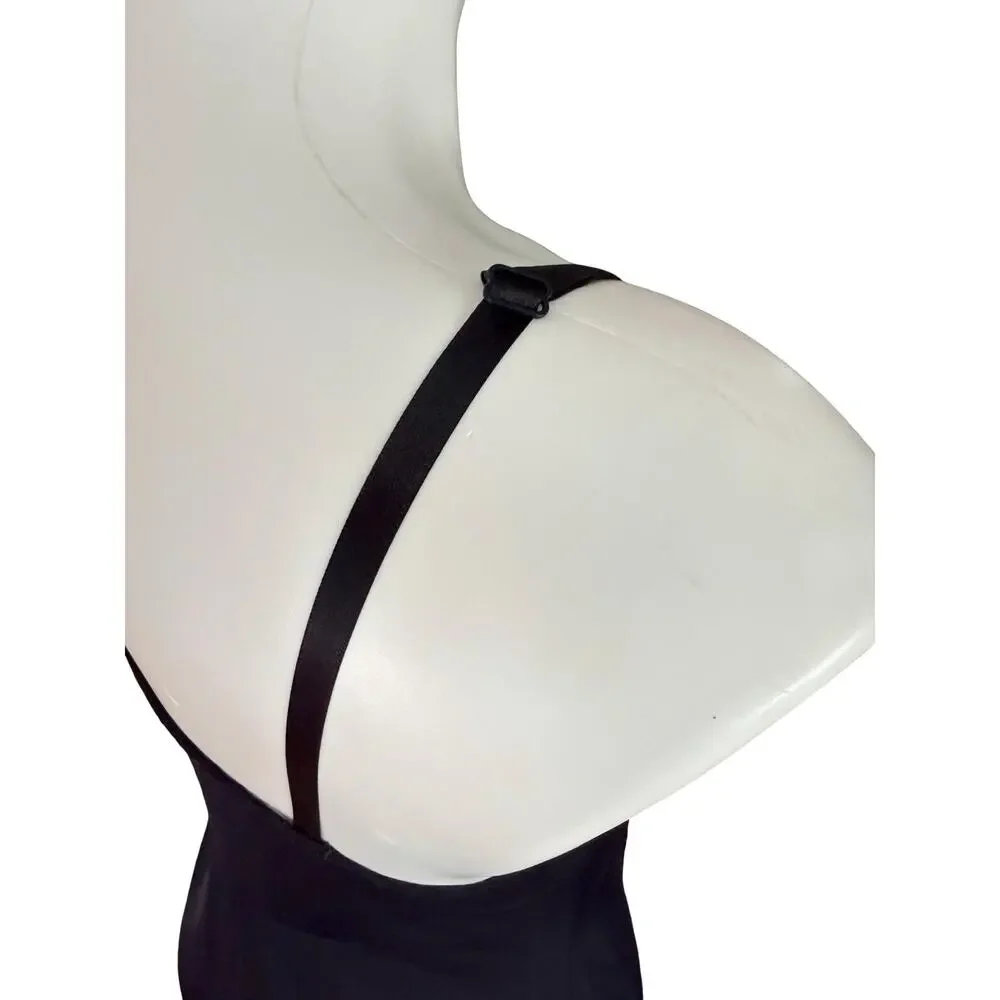 Vanity Fair Black Nylon Full Slip Lace Trim V-Neck Vintage 90s Size 36